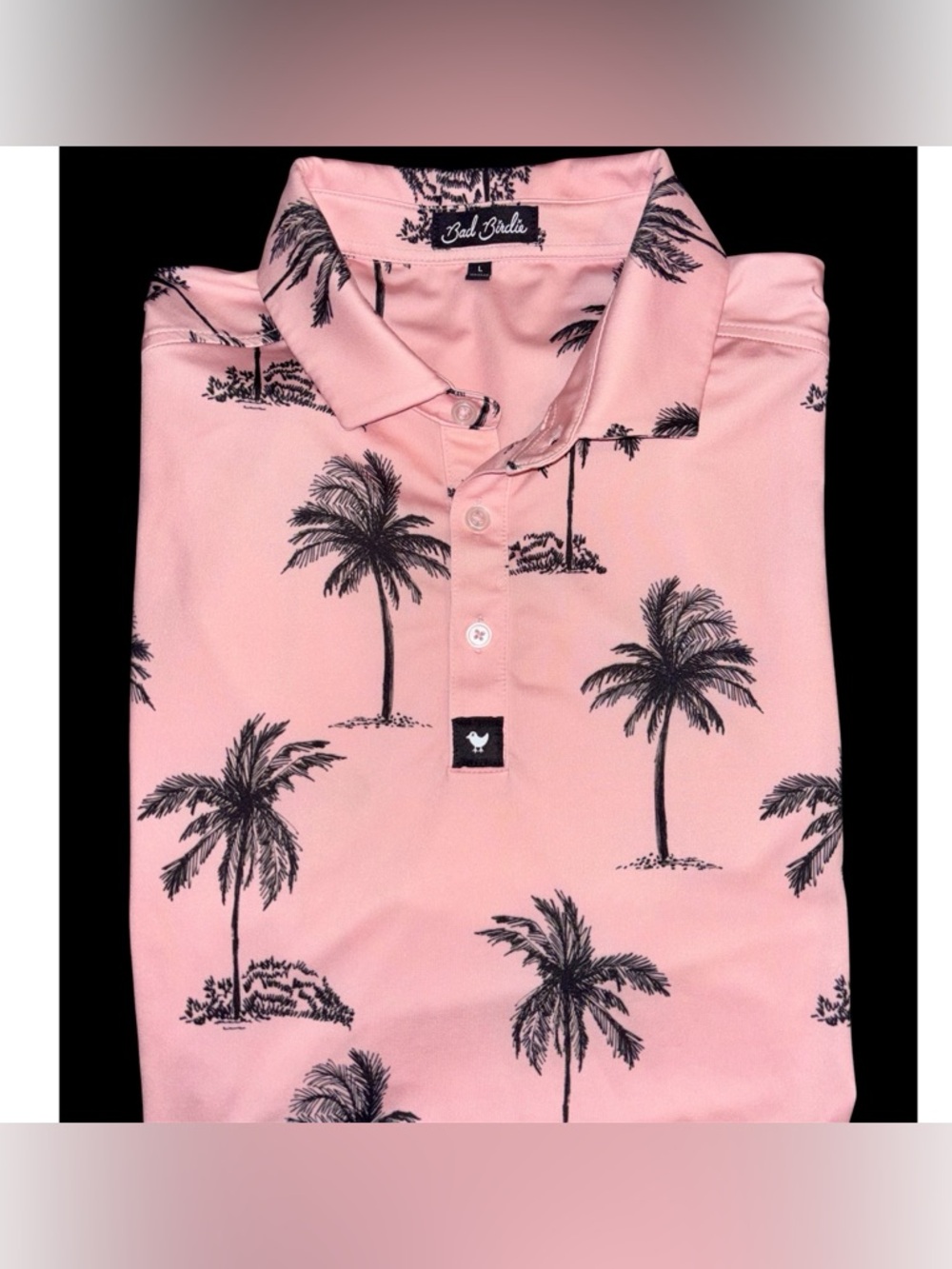 Bad Birdie Golf Polo Palm Trees sz Large